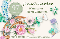 French Garden Watercolor Clipart Bundle Product Image 1