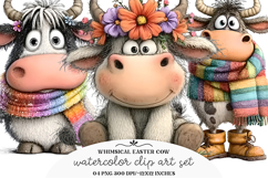Whimsical Easter Cow Clipart Product Image 1