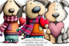 Whimsical Valentines Day Dog Clipart Product Image 1