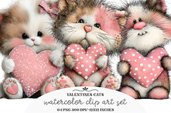 Whimsical Cats Valentines Day Clipart Product Image 1
