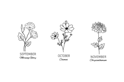 Birth flowers SVG bundle, 12 line art botanical Cricut file Product Image 7