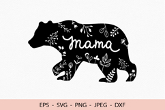 Floral Mama Bear SVG Bear Silhouette For Cricut Animal PNG Product Image 1