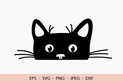Peeking Cat SVG Peeking Kitten Png Cricut Cut File Black Cat Product Image 1