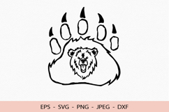 Pawprint SVG Roaring Bear Head For Cricut Animal PNG DXF EPS Product Image 1