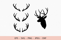 Deer SVG Antler Silhouette For Logo, Crafting, Hunting DXF Product Image 1