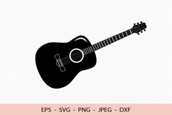 Acoustic Guitar Silhouette SVG for Cricut and Silhouette PNG Product Image 1