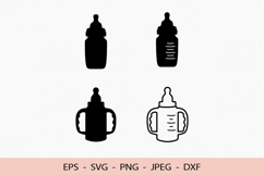 Baby Bottles SVG Line Silhouette Crucut Cut File Set Newborn Product Image 1