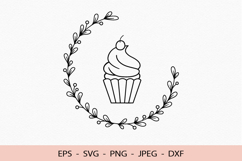 Cupcake SVG Wreath Logo For Cricut Cut File Bakery Round PNG Product Image 1