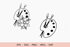 Artist Palette With Flowers SVG Paintbrush Cricut DXF File Product Image 1