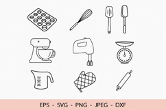 Bakery SVG Tools Outline For Cricut Crafts Baking clipart Product Image 1