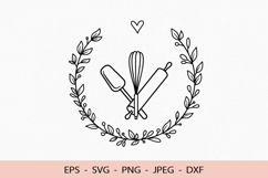 Kitchen SVG Wreath Logo For Cricut Craft Bakery Logo Cut PNG Product Image 1