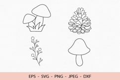 Forest Autumn SVG Line Art Cricut Crafting Cone DXF PNG Product Image 1