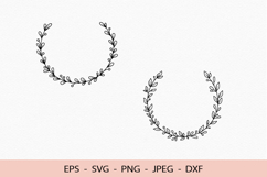Floral Round Wreath Svg Frame Leaves Dxf Cricut Files Product Image 1