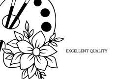 Artist Palette With Flowers SVG Paintbrush Cricut DXF File Product Image 2