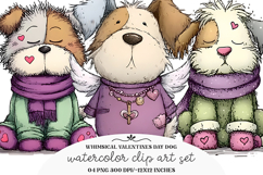 Watercolor Valentines Day Dog Clipart Product Image 1