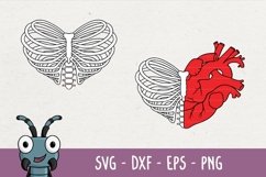 ribcage heart svg, heartshaped ribs svg, anatomical svg Product Image 1