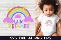 Little Dreamer SVG, Baby Rainbow Cut files PNG DXF Product Image 1