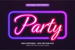 Neon party text effect. Editable glowing text effect Product Image 1
