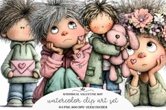 Whimsical Valentine Boy Clipart Product Image 1