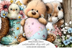 Whimsical Spring Peeking Animals Clipart Product Image 1