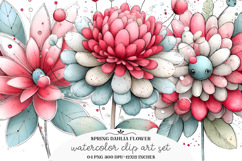 Whimsical Spring Dahlia Flower Clipart Product Image 1