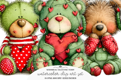 Whimsical Valentine Teddy Bear Clipart Product Image 1