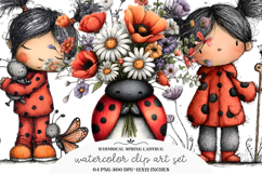 Whimsical Spring Ladybug Clipart Product Image 1