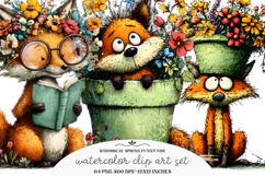 Whimsical Spring Funny Fox Clipart Product Image 1