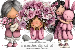 Whimsical Spring Girl Clipart Product Image 1