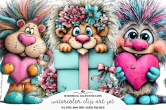Whimsical Valentine Lion Clipart Product Image 1