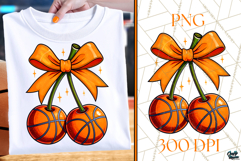 Trendy Basketball Cherries | Girly Basketball Bow Shirt Png Product Image 1