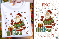 Retro Ugly Sweater Santa | Coquette Christmas Png For Shirt Product Image 1
