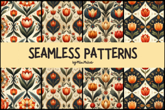 Art Nouveau Tulip Damask - Seamless Patterns Product Image 1