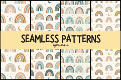 Boho Rainbow and Moon Seamless Patterns Product Image 1