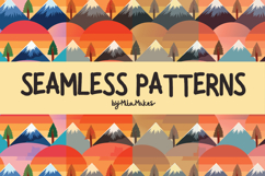 Retro Mountain Sunset Seamless Pattern Product Image 1