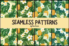 Tropical Pineapple and Plumeria Seamless Patterns Product Image 1