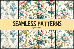 Luxury Baroque Floral Watercolor Seamless Patterns Set Product Image 1