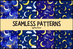 Celestial Night Sky Moons and Stars Patterns Product Image 1