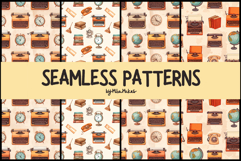 Vintage Office Supplies Watercolor Seamless Pattern Product Image 1