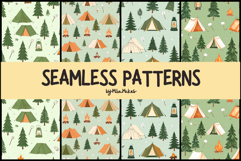 Whimsical Camping Adventure Seamless Patterns Product Image 1
