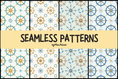 Nautical Steering Wheel Seamless Patterns Product Image 1
