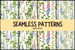 Watercolor Foxglove & Cottage Wildflower Seamless Patterns Product Image 1