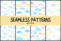 Pastel Watercolor Clouds Seamless Pattern Product Image 1