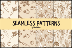 Vintage Vegetable Garden Seamless Patterns Product Image 1