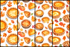 Autumn Pumpkin Pie and Fall Leaves Pattern Product Image 2