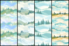 Pastel Painted Countryside Landscape Seamless Patterns Product Image 2