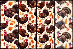 Thanksgiving Turkey and Autumn Leaves Seamless Pattern Product Image 2