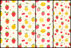 Cute Kawaii Fruit Faces Seamless Patterns Product Image 2