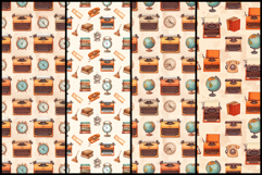 Vintage Office Supplies Watercolor Seamless Pattern Product Image 2