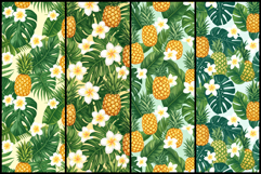 Tropical Pineapple and Plumeria Seamless Patterns Product Image 2